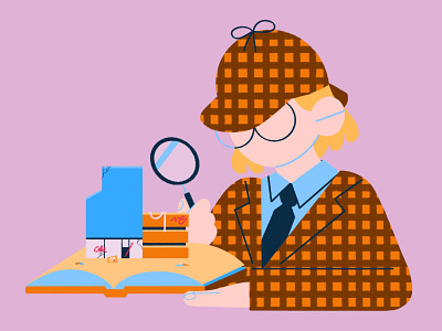 Crosstown: The Detective 2d character design editorial flat illustration simple