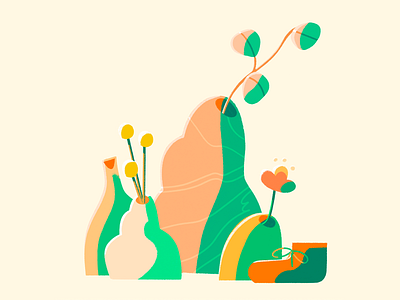 Day and Night 2d character design flat illustration minimal plants procreate simple
