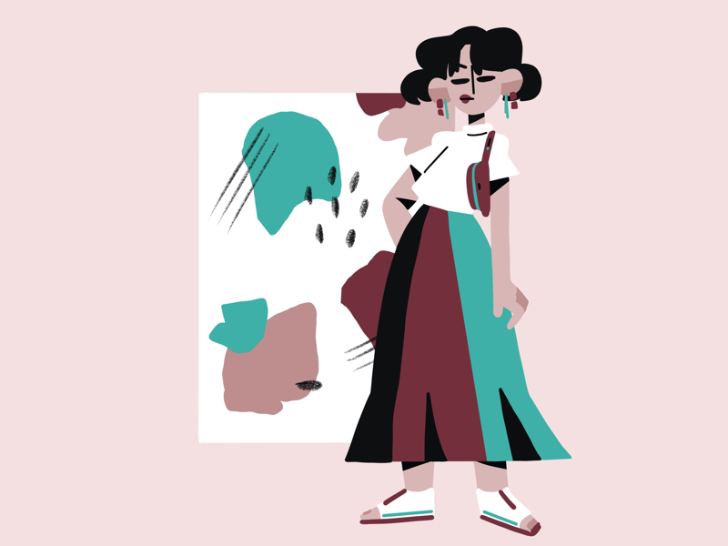 Pinterest Girl 01 fashion character pattern simple flat design illustration