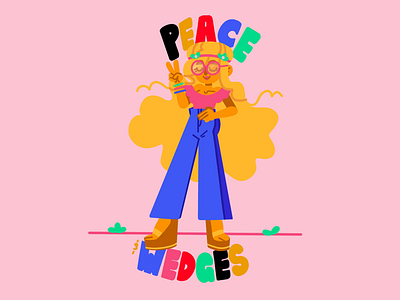 Peace and Wedges character flat illustration