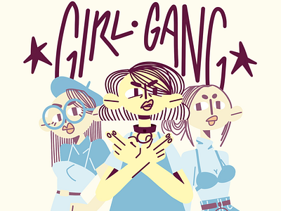 Girl Gang flat handwritten illustration styleframe type