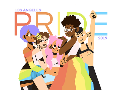 L.A. Pride 2019 2d character design flat illustration los angeles minimal pride type