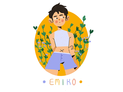 Emiko 2d character design flat illustration minimal simple styleframe