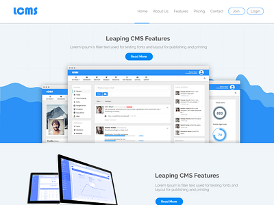 Clean CMS Landing Page Design adobe xd app design app ui blue clean app landing clean ui clean web design nazmul nazmul bangladesh ui ux design