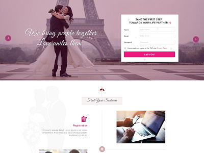 Matrimonial Landing Page design illustration vector web