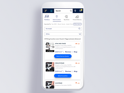 Finding automobile service centre near application automobile iphone x mobile application