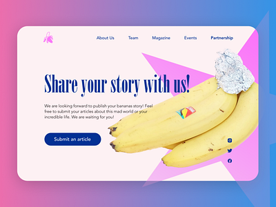 bananas concept pink ui ux ui design web web page webpage webpagedesign