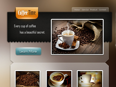 Coffee time coffee interaction transparent ui web website yellow