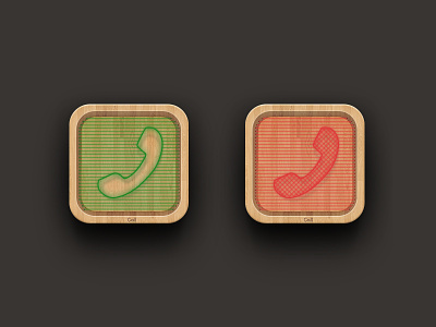 Wood answer call design gui icon phone ui wood