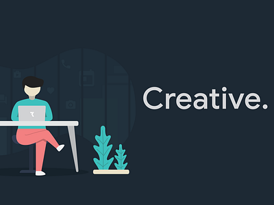 creative work design flat illustration retro ui ux vector