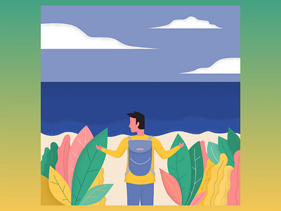 Explore Beach flatdesign illustration retro