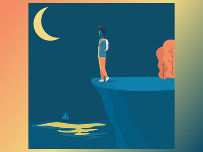 Look at the night adobe colors flatdesign illustration retro