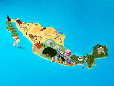 Mexico Highlights Map 3d art chili day of the dead digital art map maps mariachi mexico world