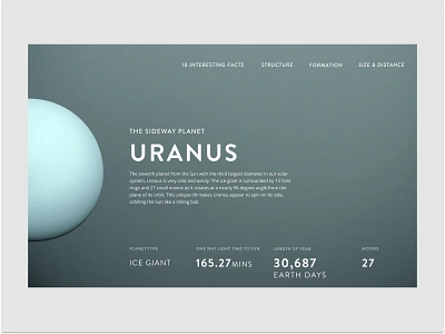 Uranus astronomy design hero landing page nasa planets solar system space ui universe uranus