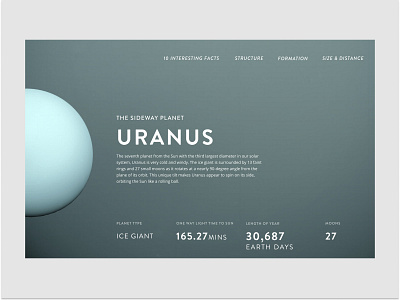 Uranus astronomy design hero landing page nasa planets solar system space ui universe uranus
