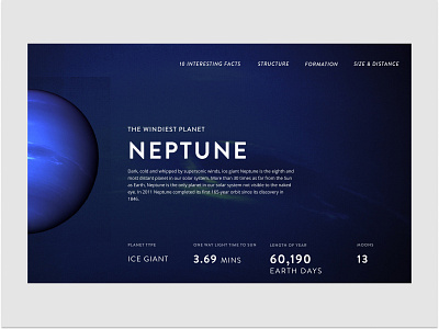 Neptune astronomy design hero landing page nasa neptune planets solar system space ui universe