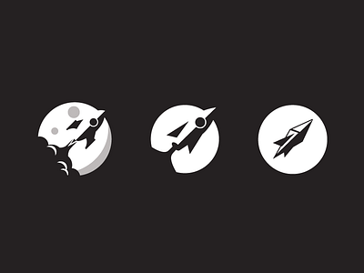 Rocket Brand Concepts badge black brand clean concept icon illustration logo pixel rocket space white