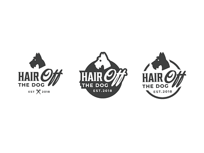 Dog Groomer / Barber Concept - Hair Off the Dog animal barber brand dogs groomer illistration logo retro typography