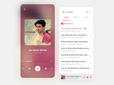 mi Music Player App UI Design app design mobile mobile app mobile app design mobile design mobile ui music app music app ui music player app ui music player mobile ui music ui ui