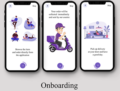 onboarding animation app delivery figma illustration invision onboard online shop online store uiux xd design