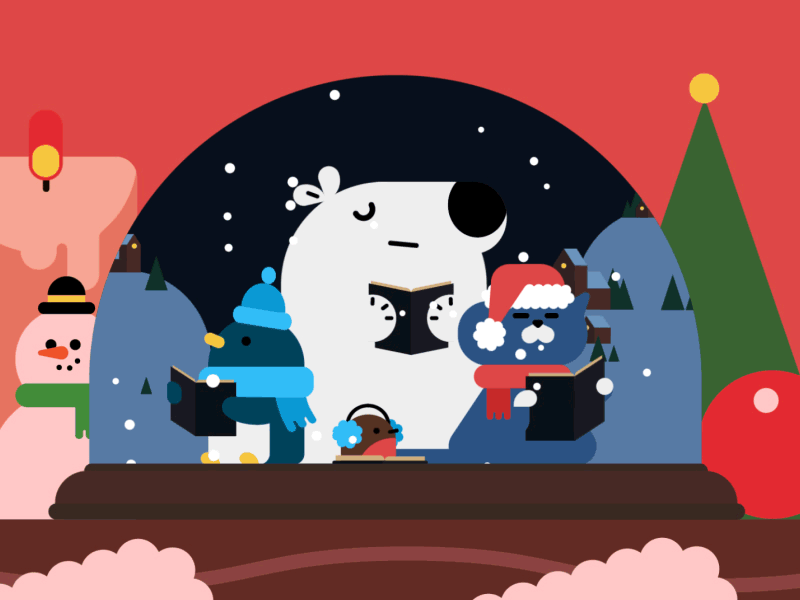 Christmas Carollers 2d after effects animals animation bear cat character christmas cute penguin polar robin snow