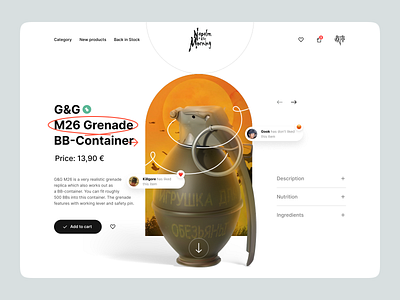 NitM – Product Page cart clean delivery grenade minimal product product page shop ui ui design ux ux design weapon
