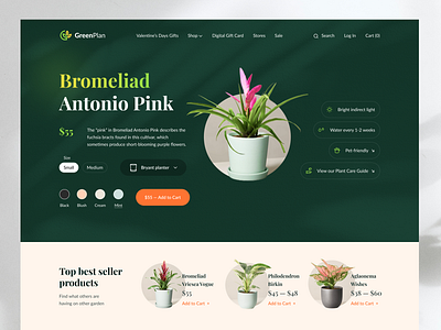 Plant Shop Website clean clean design eco ecommerce flower fresh hero section homepage nature plant store planting plants gardening plants landing page shop tree ui design uiux web website workspace