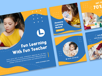 Kid Learning Course Social Media Post Template brand children course education instagram kid learn media photoshop post school social template ui
