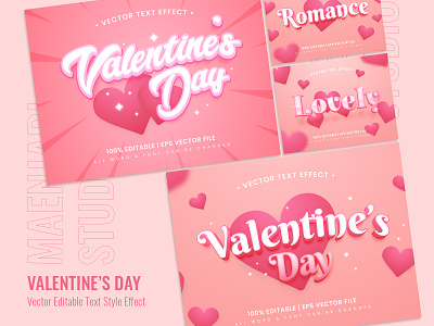 Valentine's Day Vector Editable Text Style Effect design editable femine heart illustrator love pink romantic text style valentine valentines day vector
