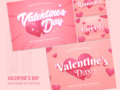 Valentine's Day Vector Editable Text Style Effect