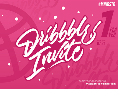 One Dribbble Invite calligraphy design dribbble illustration invitation invite lettering logo logotype mnjrstd typography vector
