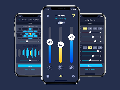 ListenClear iOS App app blue hearing aids iphone ui