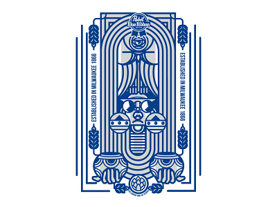 Pabst Blue Ribbon Beer beer branding design illustration illustrator label vector vector art