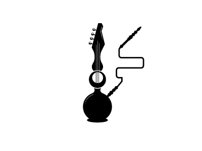 Elite Vapors guitar hookah icon illustration logo logo mark design pipe smoking vapor vector vector art