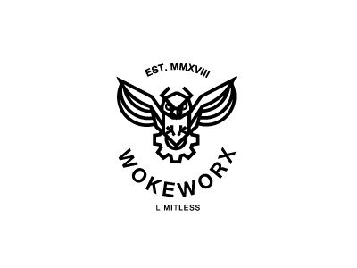 Woke Worx animal badge badge logo branding illustration logo nocturnal owl vector vector art woke