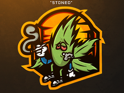 Weed "Stoned" Mascot Logo