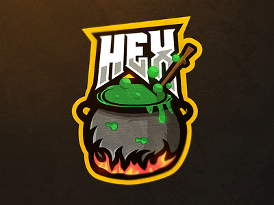 Hex Mascot Logo cauldron fire hex magic