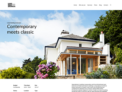 Portfolio Page Concept architect architecture devon first shot website concept website design
