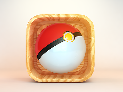 Pokemon Go Icon 3d ball game icon pokemon pokemon go red wood