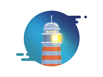 The Watchtower GIF Animation animation blue gif light ocean sky watchtower yellow