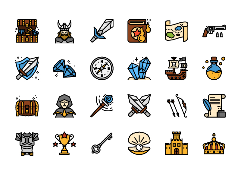 The treasure hunt icons. by dDara on Dribbble