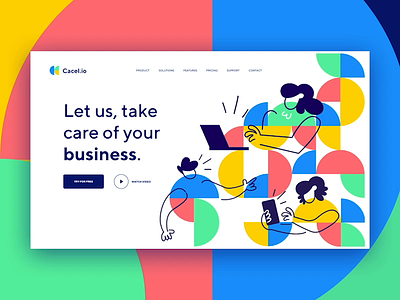Cacel.io | CRM Company | Hero Animation animation blue colorful crm portal crm software green hero home homepage landingpage motion shapes webdesign yellow