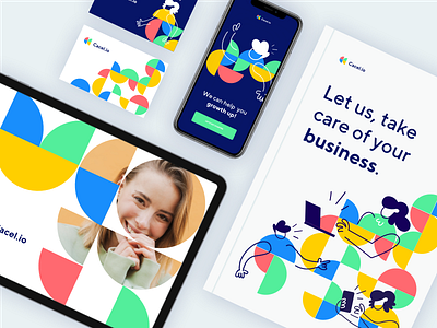 Cacel.io | CRM Company | Branding Elements braning circle colorful colors concept crm crm software elements green green logo new red redesign semicircle shapes yellow