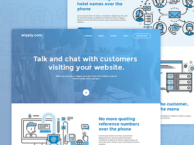 Wipply - Landing Page chat landing minimalistic outiline page startup style website wipply