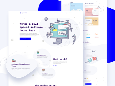SpaceSoft - Software House Website asteroid astronauts cosmos design development illustration landing page programing software software house team web design website