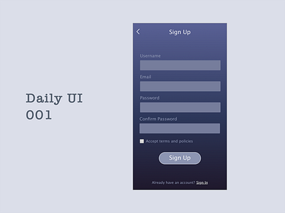 Daily UI 001 Sign up page dailyui ui