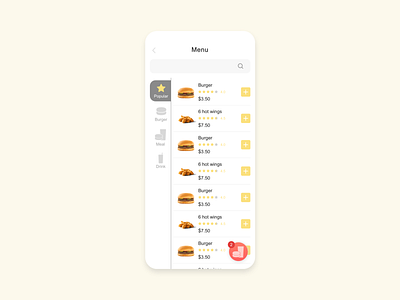 Food/Drink Menu | Daily UI 043 dailyui food app food menu menu ui