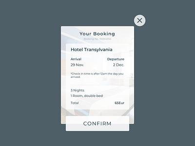 Confirmation | Daily UI 054 confirmation dailyui hotel app hotel booking ui