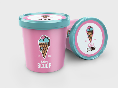 Click Scoop Packaging Design branding design flat ice cream icon iconography illustration logo package design typography vector