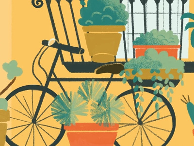 Sevilla bicycle digital illustration plants